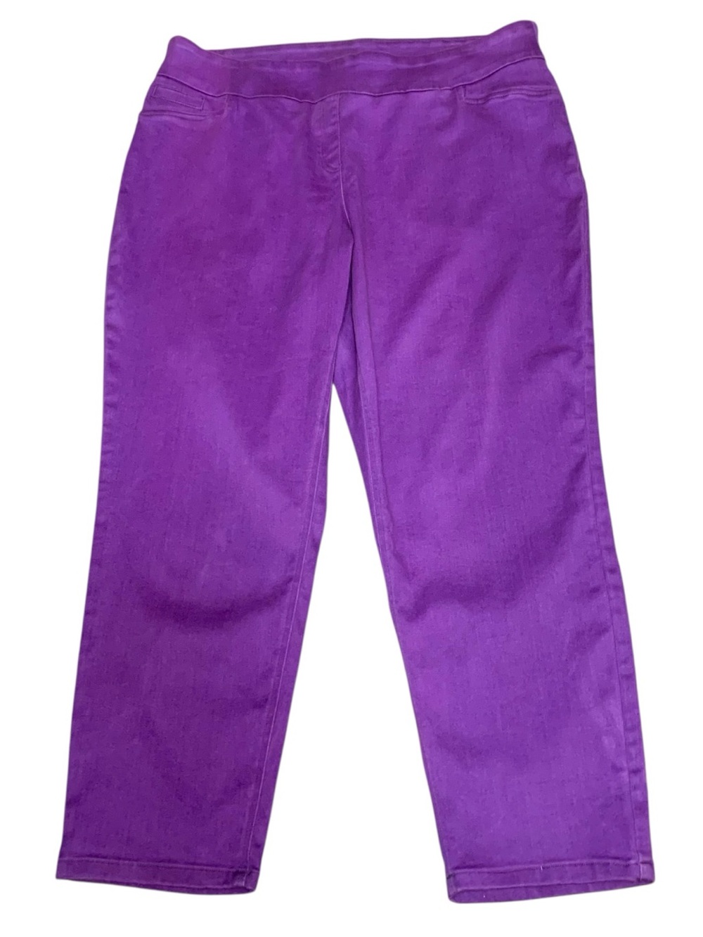 Bianca Funky Purple Hi Rise Straight-Leg Pants 24W Tummy Holder Stretch Pull on
